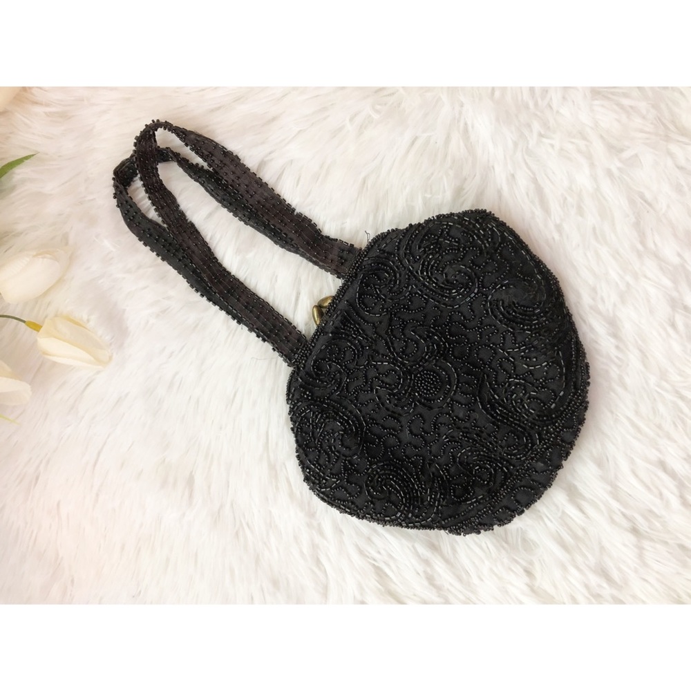 Vintage Josef black silk hand beaded eveni…